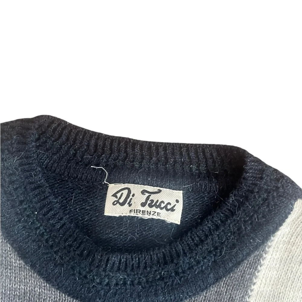 Vintage Ecelctic grandpa crewneck sweater geometric shapes blue and green base L - Picture 6 of 7